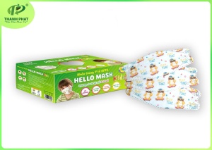 Khẩu Trang Em Bé Hello Kids KF94 ( Họa Tiết Mèo Đeo Kính - 50 cái/hộp )